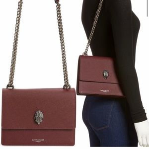 New kurt geiger London shoreditch leather crossbody bag in Wine